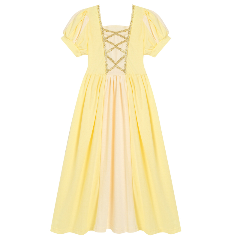 Lányoknak szóló hercegnő-stílusú kötött ruha, rövid ujjú, pamut-keverék, 85% pamut, bélés 100%, 3–8 éveseknek