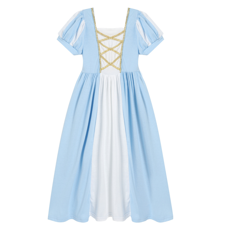 Lányoknak szóló hercegnő-stílusú kötött ruha, rövid ujjú, pamut-keverék, 85% pamut, bélés 100%, 3–8 éveseknek