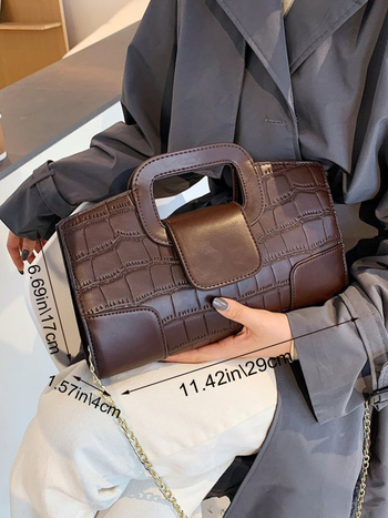 Butterfly Városi egyszerűségű PU vízszintes négyzet alakú keresztpántos táska cipzárral, krokodil minta