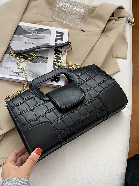 Butterfly Városi egyszerűségű PU vízszintes négyzet alakú keresztpántos táska cipzárral, krokodil minta