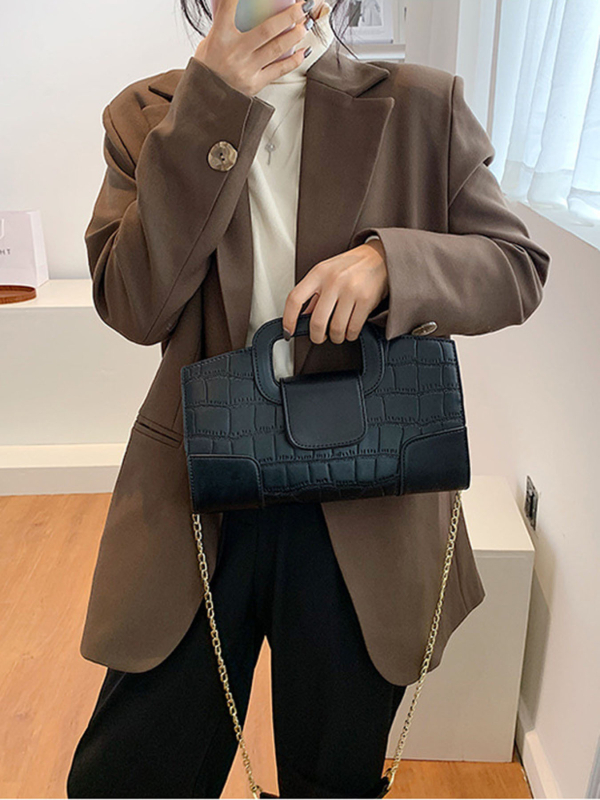 Butterfly Városi egyszerűségű PU vízszintes négyzet alakú keresztpántos táska cipzárral, krokodil minta