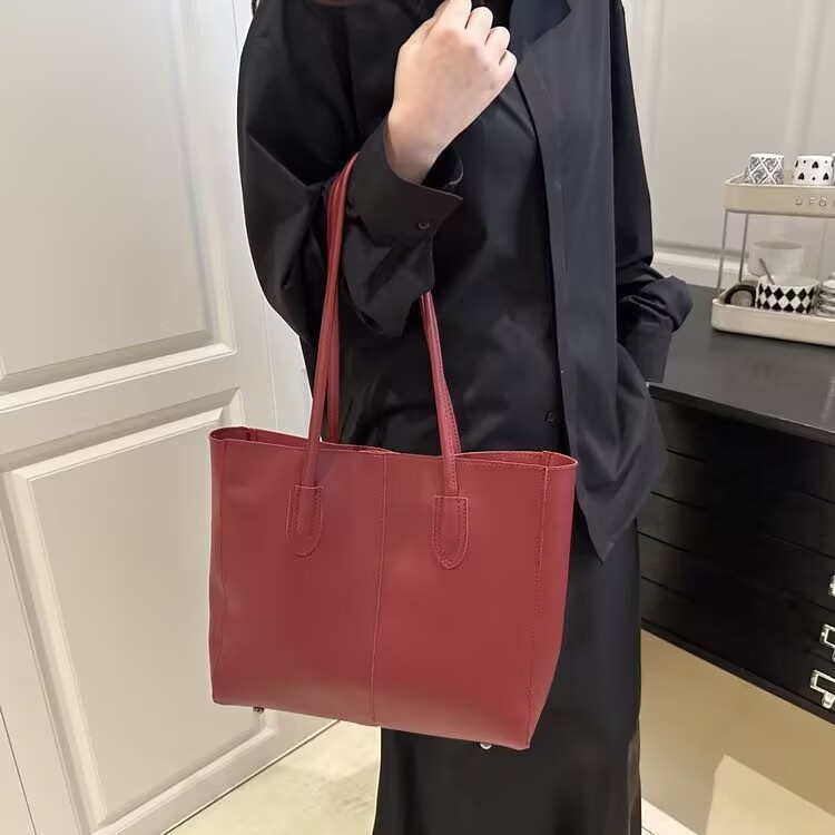 PU bőr tote táska, retro ihletés, vízszintes négyzet alakú, felső nyitás