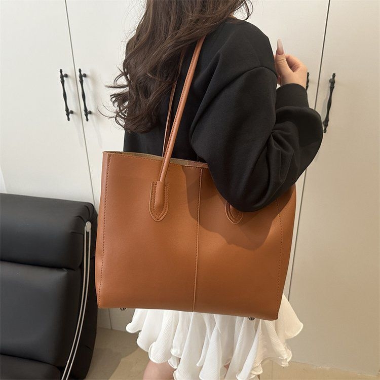 PU bőr tote táska, retro ihletés, vízszintes négyzet alakú, felső nyitás