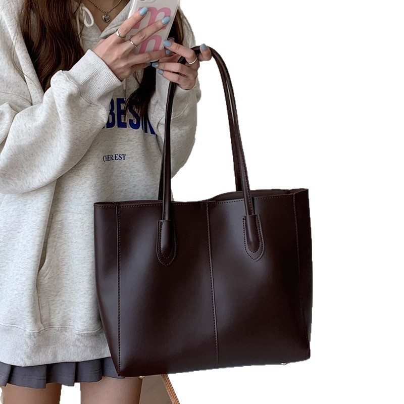 PU bőr tote táska, retro ihletés, vízszintes négyzet alakú, felső nyitás