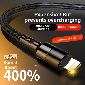 Универсален кабел за данни с бързо зареждане за iPhone 11/12/13/14 Pro, удължител, 2m, деним материал