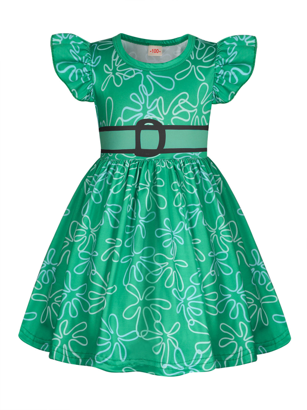 Dječja princes haljina s karikaturnim printom, Milk Silk materijal, 80% poliester, za proljeće i ljeto, uzrast 3–8 godina, proljetna 2024 kolekcija