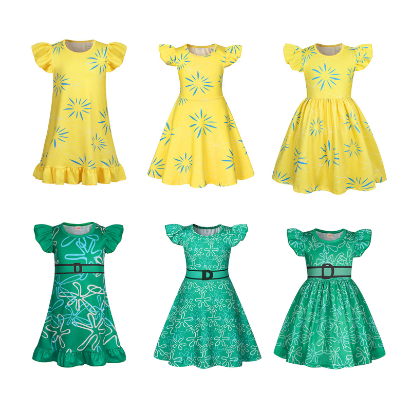 Dječja princes haljina s karikaturnim printom, Milk Silk materijal, 80% poliester, za proljeće i ljeto, uzrast 3–8 godina, proljetna 2024 kolekcija