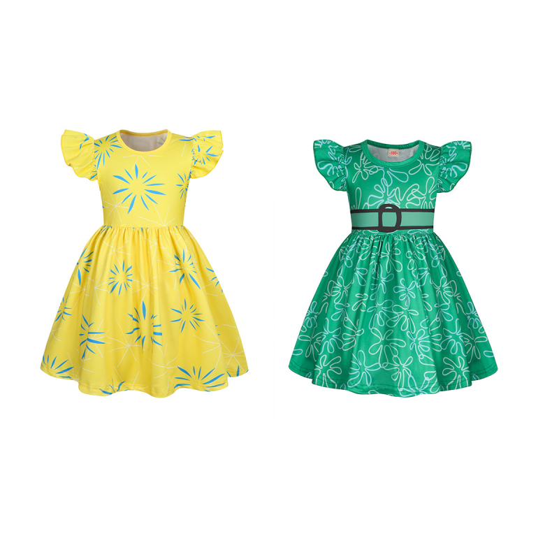 Dječja princes haljina s karikaturnim printom, Milk Silk materijal, 80% poliester, za proljeće i ljeto, uzrast 3–8 godina, proljetna 2024 kolekcija