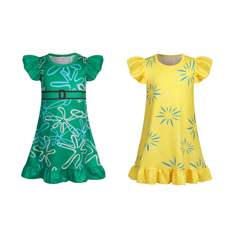 Dječja princes haljina s karikaturnim printom, Milk Silk materijal, 80% poliester, za proljeće i ljeto, uzrast 3–8 godina, proljetna 2024 kolekcija