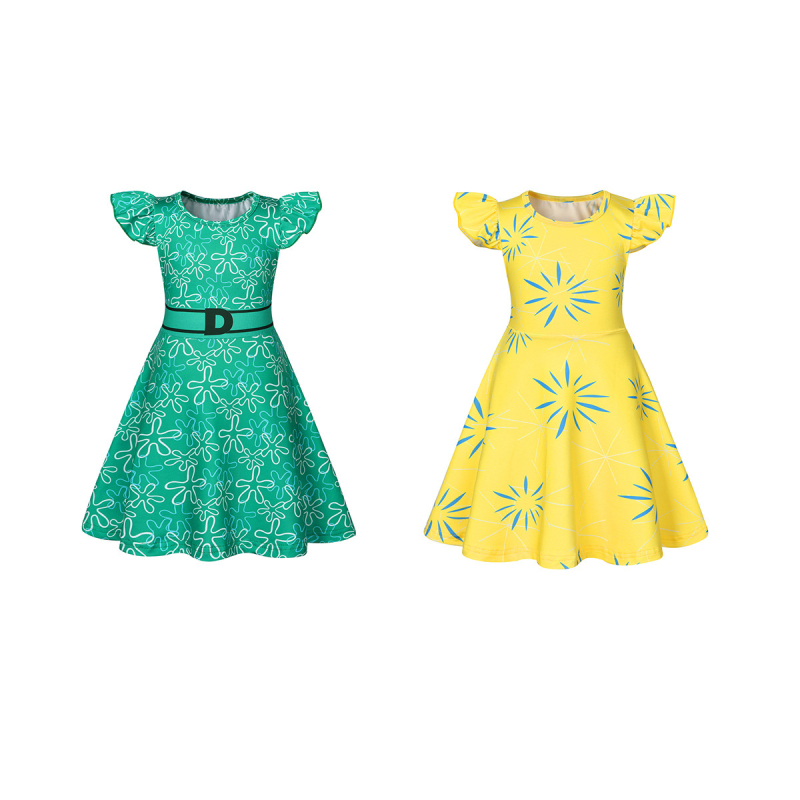 Dječja princes haljina s karikaturnim printom, Milk Silk materijal, 80% poliester, za proljeće i ljeto, uzrast 3–8 godina, proljetna 2024 kolekcija