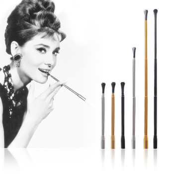 Teleskopisks cigarešu turētājs Audrey Hepburn stila, metāla, derīgs plānām un resnām cigaretēm, piemērots ballītēm un fotosesijām