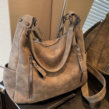 Louis Gustave geantă PU Tote cu fermoar și căptușeală din poliester