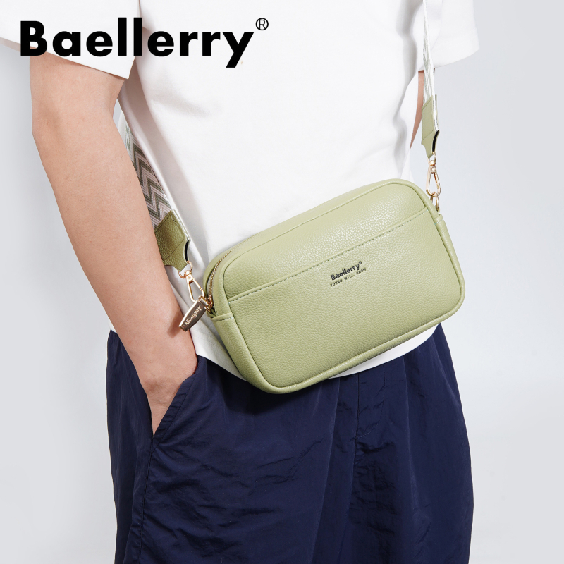 Baellerry PU kis négyzet alakú táska cipzárral, puha kivitel, telefon zseb, egyoldalas vállpánt