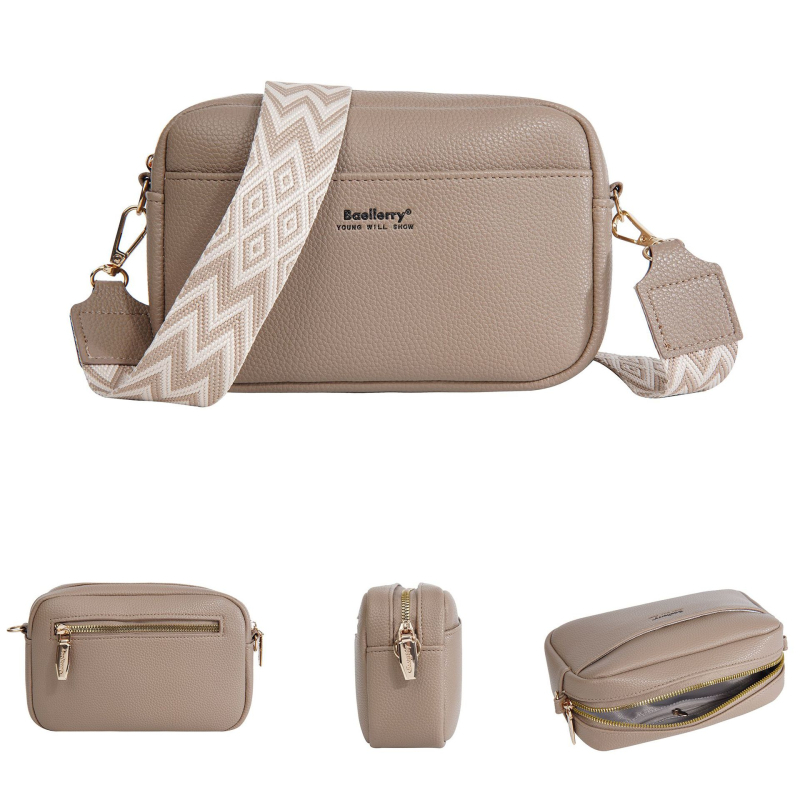 Baellerry PU kis négyzet alakú táska cipzárral, puha kivitel, telefon zseb, egyoldalas vállpánt