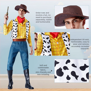 Woody костюм за семейно сценично представление – за възрастни и деца, деним стил, улична мода, спандекс и нейлон, основна материя <30%, вторична 30–50%, пролет 2023