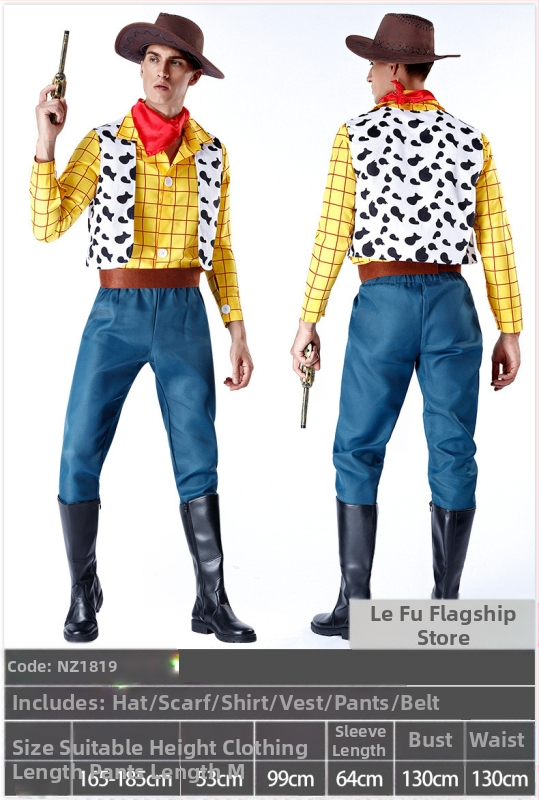 Woody костюм за семейно сценично представление – за възрастни и деца, деним стил, улична мода, спандекс и нейлон, основна материя <30%, вторична 30–50%, пролет 2023