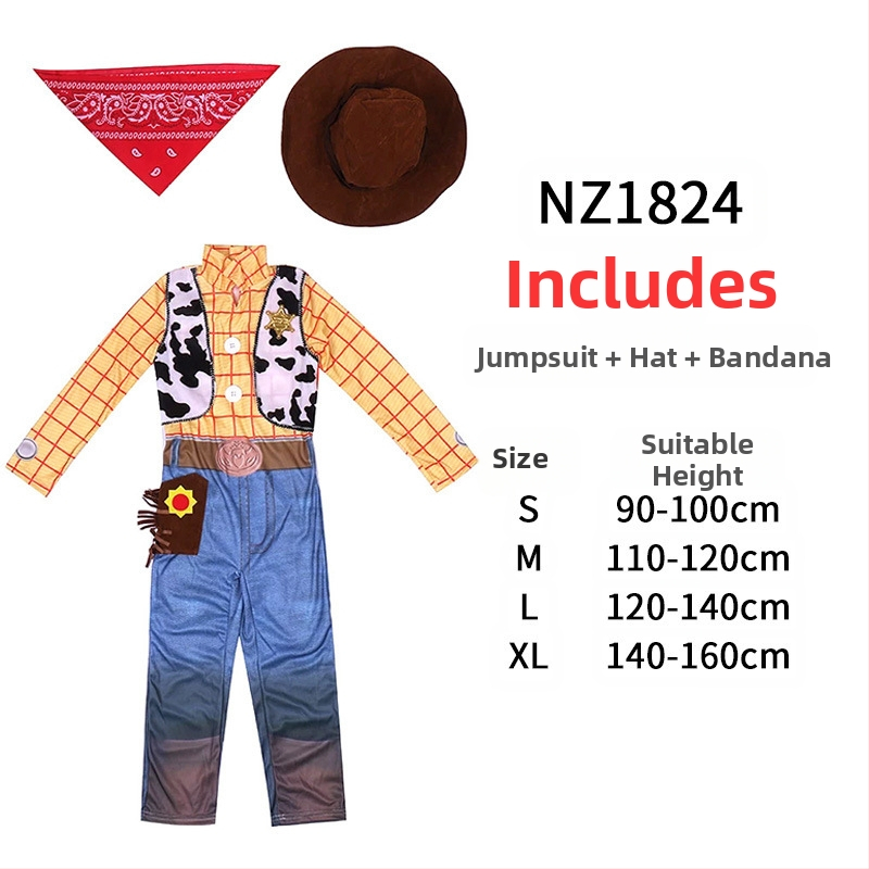 Woody костюм за семейно сценично представление – за възрастни и деца, деним стил, улична мода, спандекс и нейлон, основна материя <30%, вторична 30–50%, пролет 2023