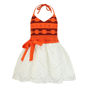 Moana-ihletésű hercegnői csipkés gyerekruha vállpántos, 100% poliészter, 3–8 éveseknek, 2024 ősz