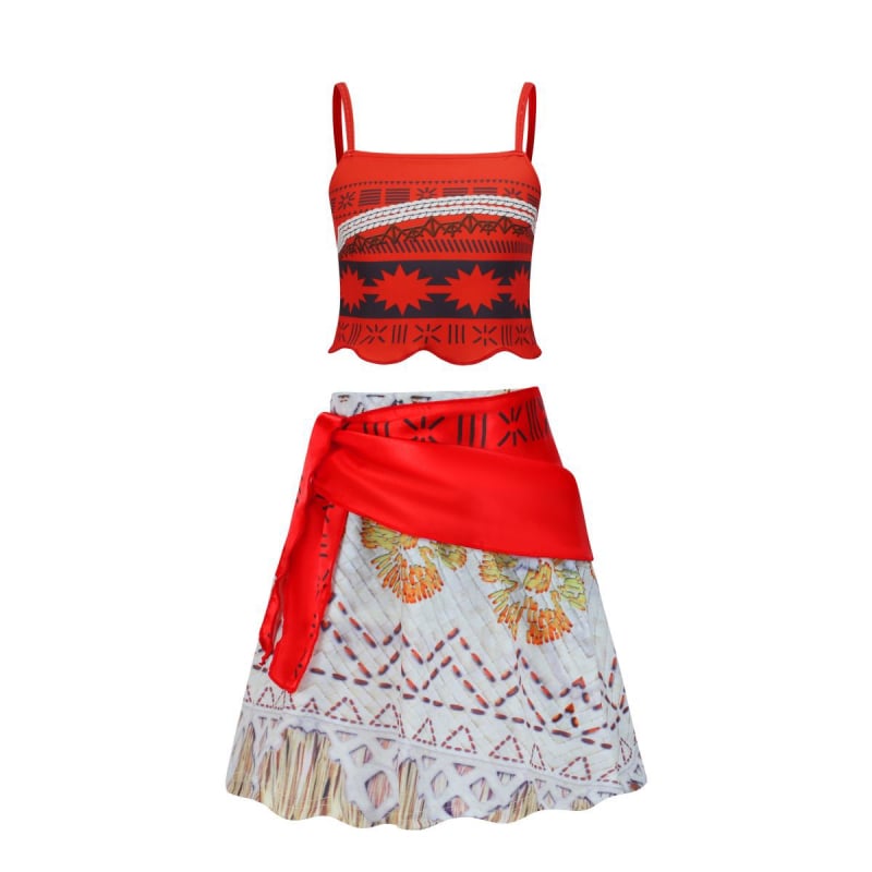 Moana-ihletésű hercegnői csipkés gyerekruha vállpántos, 100% poliészter, 3–8 éveseknek, 2024 ősz