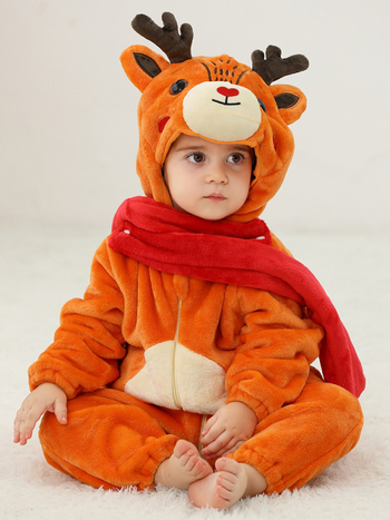 MICHLEY βρεφικό ολόσωμο φορμάκι φλάνελ με ζωϊκό σχέδιο – φθινοπωρινή/χειμερινή σεζόν, μακρυμάνικο, κλείσιμο με φερμουάρ