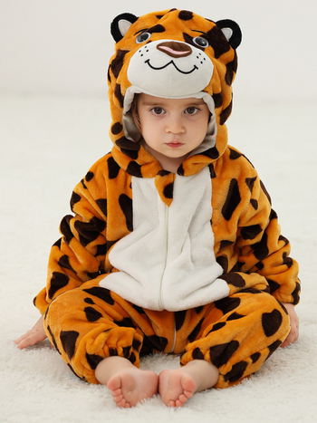 MICHLEY βρεφικό ολόσωμο φορμάκι φλάνελ με ζωϊκό σχέδιο – φθινοπωρινή/χειμερινή σεζόν, μακρυμάνικο, κλείσιμο με φερμουάρ