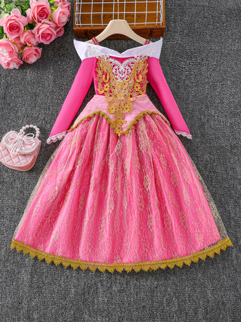 Paula gyerekeknek szóló hercegnőruha virágos mintával, Sling vállpántos stílus, poliészter pamut béléssel, 3–8 éveseknek