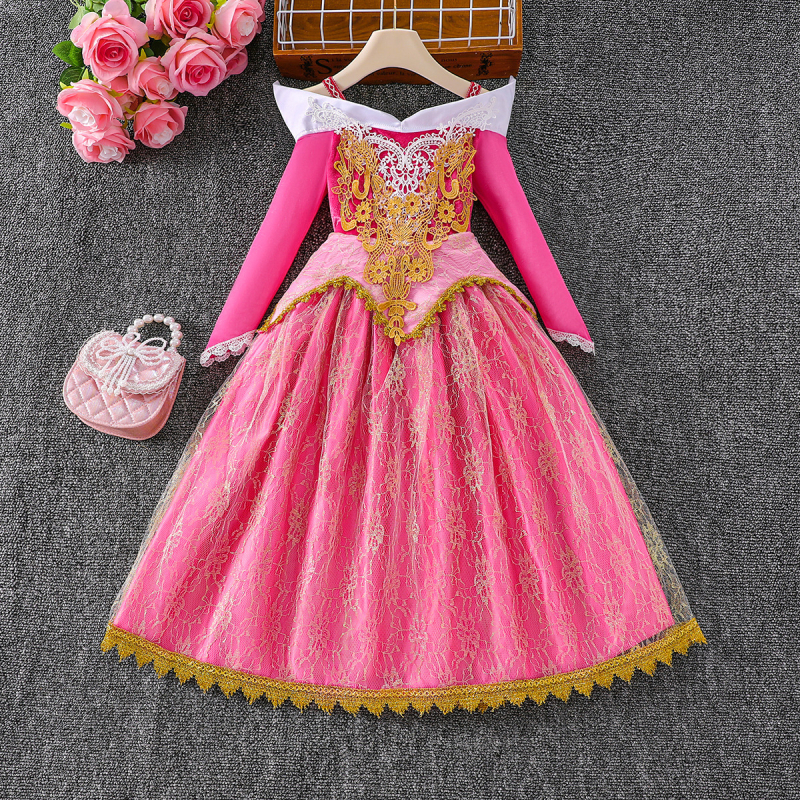 Paula gyerekeknek szóló hercegnőruha virágos mintával, Sling vállpántos stílus, poliészter pamut béléssel, 3–8 éveseknek