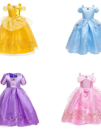 Детска сатенена принцова рокля за танци, мека обработка на тъканта, 80% полиестер, за възраст 3–8 години