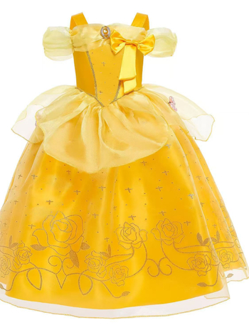 Детска сатенена принцова рокля за танци, мека обработка на тъканта, 80% полиестер, за възраст 3–8 години