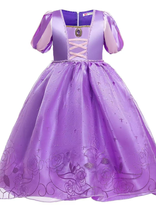 Детска сатенена принцова рокля за танци, мека обработка на тъканта, 80% полиестер, за възраст 3–8 години