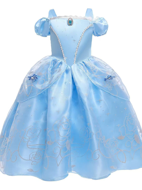 Детска сатенена принцова рокля за танци, мека обработка на тъканта, 80% полиестер, за възраст 3–8 години