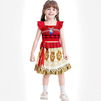 Φόρεμα πριγκίπισσα για κορίτσια με εκτύπωση κινούμένων σχεδίων σε πολυεστερικό ύφασμα, πολυεστερική επένδυση; κατάλληλο για 3–8 ετών, όλο τον χρόνο.