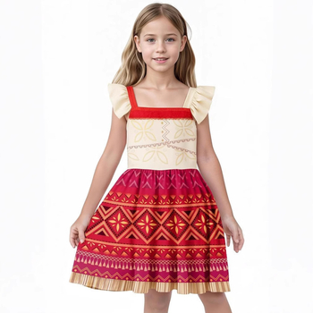 Φόρεμα πριγκίπισσα για κορίτσια με εκτύπωση κινούμένων σχεδίων σε πολυεστερικό ύφασμα, πολυεστερική επένδυση; κατάλληλο για 3–8 ετών, όλο τον χρόνο.