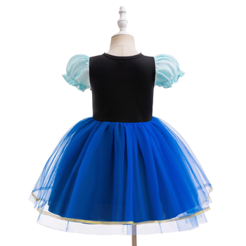 Παιδικό φόρεμα Άννα από Frozen – πλισερωμένο φόρεμα cosplay για σκηνή, επένδυση από βαμβάκι, εξωτερικό 65% πολυεστέρας, 35% βαμβάκι, βαμβακομικτό ύφασμα, 3–8 ετών