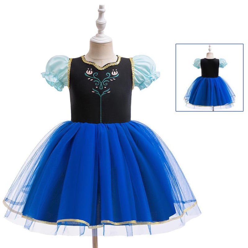 Frozen Anna hercegnő gyerekeknek – pliszírozott cosplay ruha színpadi viselethez, bélés pamut, külső anyag 65% poliészter, 35% pamut, pamutkeverék anyag, 3–8 éveseknek