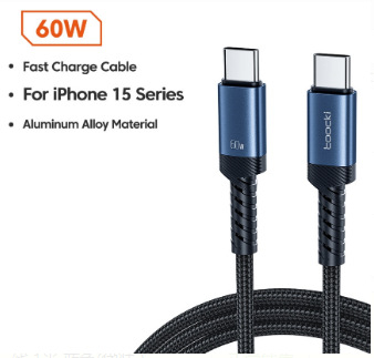 Type-C gyors töltésű adatkábel, L-alakú kivitel, alumíniumötvözet, 60W maximum