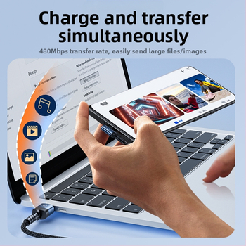 Type-C кабел за бързо зареждане с L-образен ъгъл, алуминиева сплав, 60W максимум