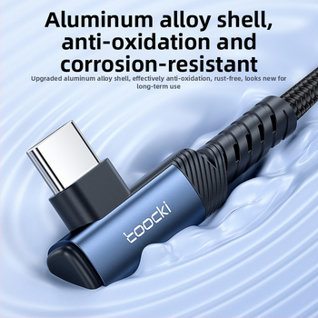 Type-C кабел за бързо зареждане с L-образен ъгъл, алуминиева сплав, 60W максимум
