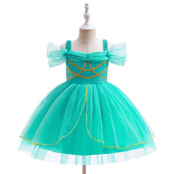 Κοριτσίστικο φόρεμα πριγκίπισσας Τζασμίν cosplay για σκηνική παράσταση — εμπνευσμένο από τον Αλαντίν με λαμπάδα, δαντέλα και τούλι, κύριο ύφασμα πολυεστέρας με επένδυση από βαμβάκι, ηλικία 3–8 ετών, χειμώνας 2024