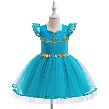 Κοριτσίστικο φόρεμα πριγκίπισσας Τζασμίν cosplay για σκηνική παράσταση — εμπνευσμένο από τον Αλαντίν με λαμπάδα, δαντέλα και τούλι, κύριο ύφασμα πολυεστέρας με επένδυση από βαμβάκι, ηλικία 3–8 ετών, χειμώνας 2024