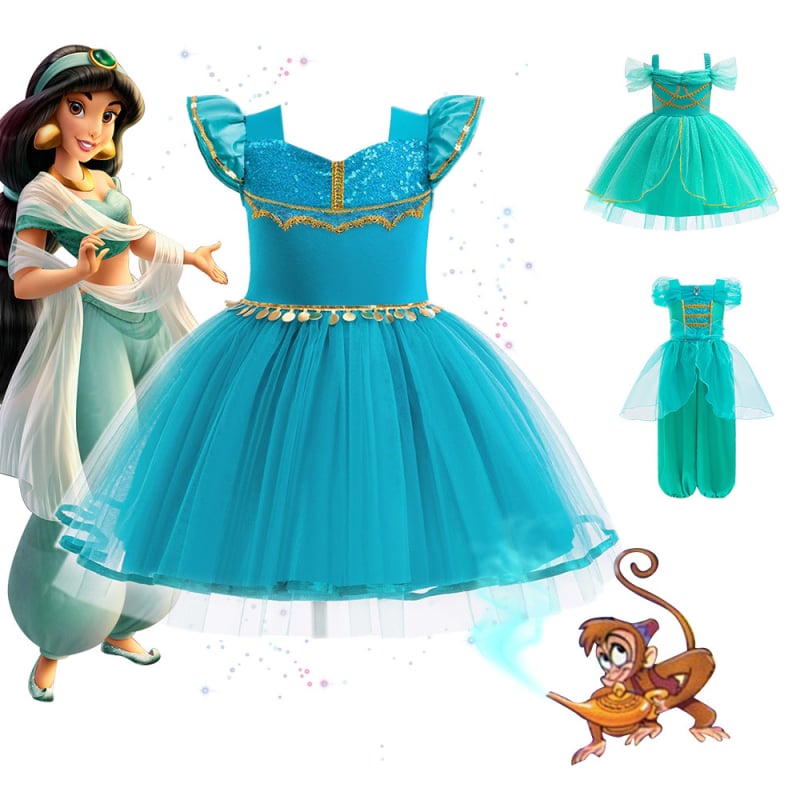 Dječja haljina Jasmine princeza cosplay za scensku izvedbu — nadahnuta lampom Aladina, čipka i tila, glavni materijal poliester, podstava pamuk, uzrast 3–8 godina, Zima 2024