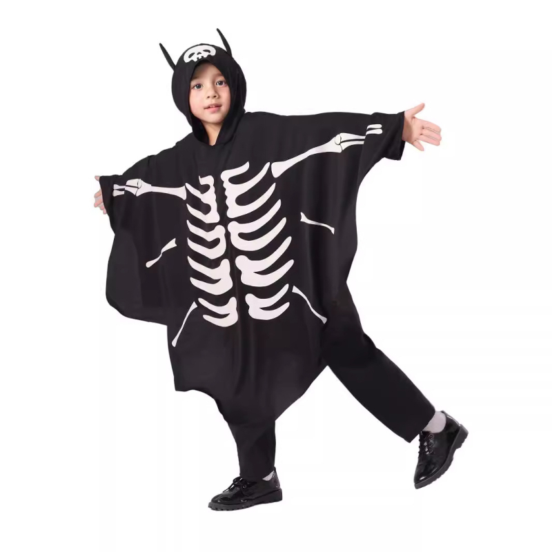 Memune Детска Хелоуин пелерина - Бат пелерина за сценично облекло (100% полиестер; за деца 3–8 г; пролет 2025)