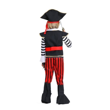 Детски пиратски костюм за Хелоуин за сценично представление — унисекс, трикотажен полиестер със спандекс, 70–80% полиестер, под 30% спандекс, подходящ за деца до 17 години, сценично облекло