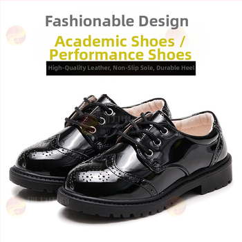 Laste nahast tantsukingad poissidele, Briti stiil, Velcro kinnitamine, TPR tald, lateksist sisetald, pigskin vooder