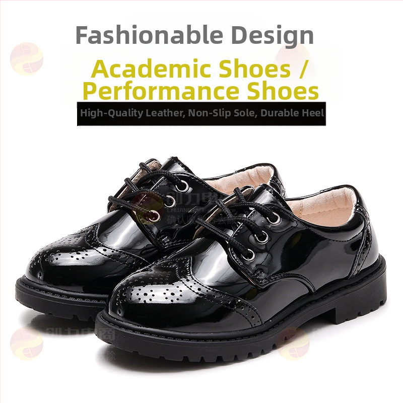 Deti kožené tanečné topánky pre chlapcov, britský štýl, zapínanie na suchý zips, podrážka z TPR, latexová stielka, podšívka z bravčovej kože