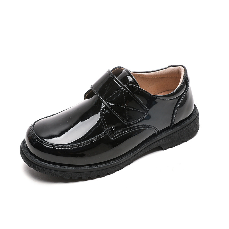 Laste nahast tantsukingad poissidele, Briti stiil, Velcro kinnitamine, TPR tald, lateksist sisetald, pigskin vooder