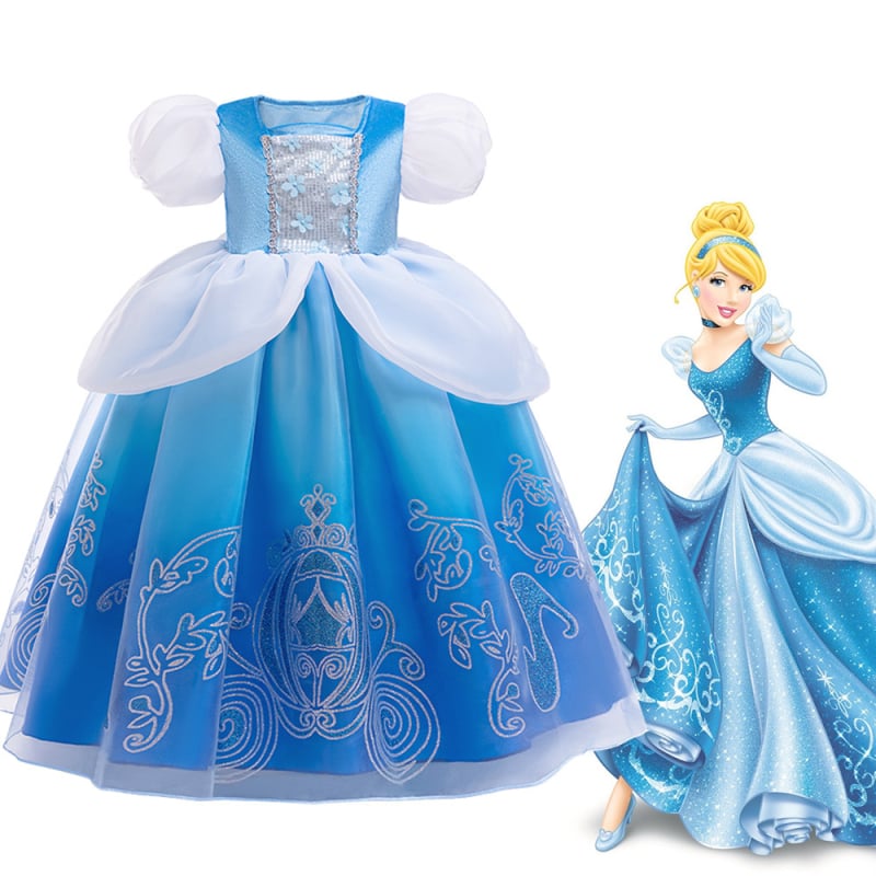 Rochie pentru prințesa Cenușăreasa pentru copii, țesătură din amestec de bumbac, material principal 65% poliester, căptușeală 35% bumbac, potrivită pentru 3-8 ani, primăvara 2025