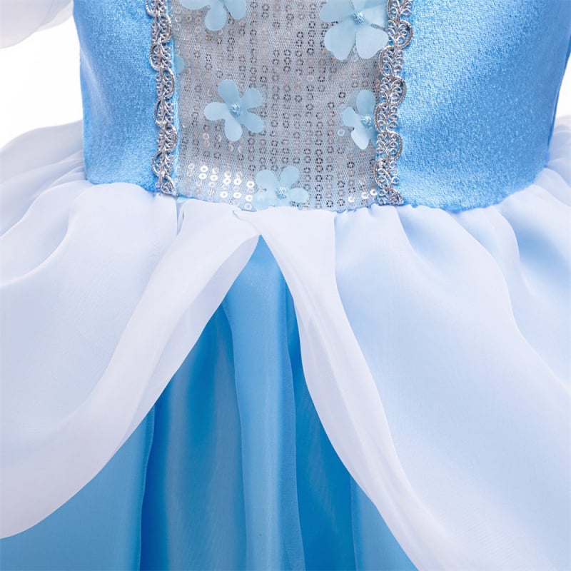 Rochie pentru prințesa Cenușăreasa pentru copii, țesătură din amestec de bumbac, material principal 65% poliester, căptușeală 35% bumbac, potrivită pentru 3-8 ani, primăvara 2025