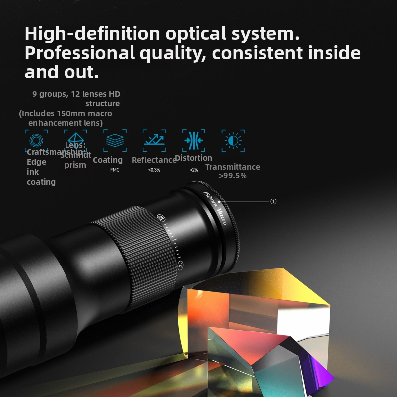 APEXEL 6x монокулярен телеобектив за смартфон – 6x увеличение, монокулярен телескоп, зрително поле 150 м, диаметър на зеницата 3 мм