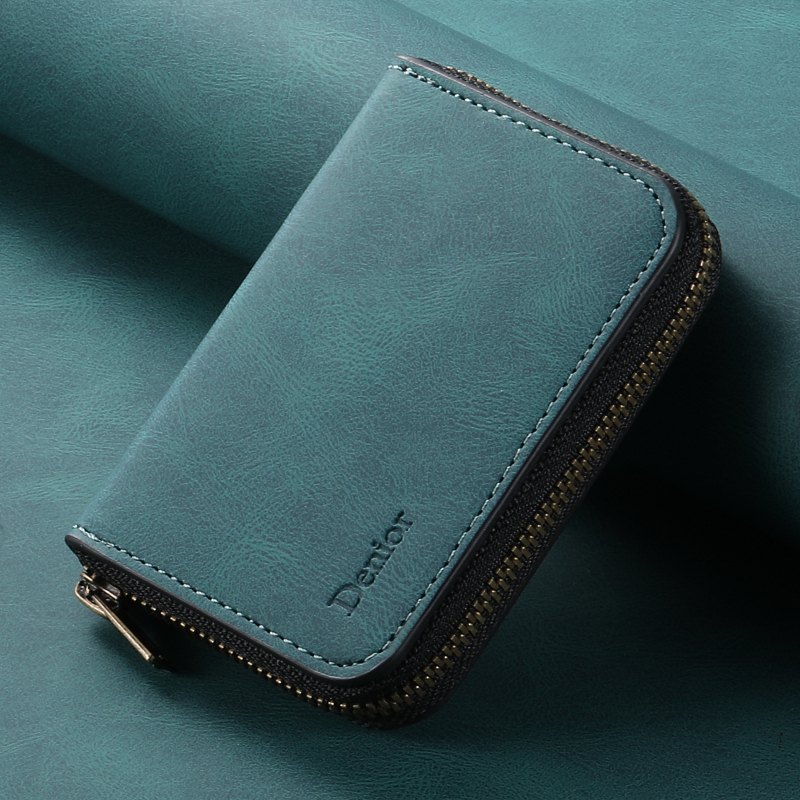 Ādas kartes turētājs ar rāmi, MagSafe saderīgs, RFID bloķēšana, rāvējslēdzējs, liela jauda